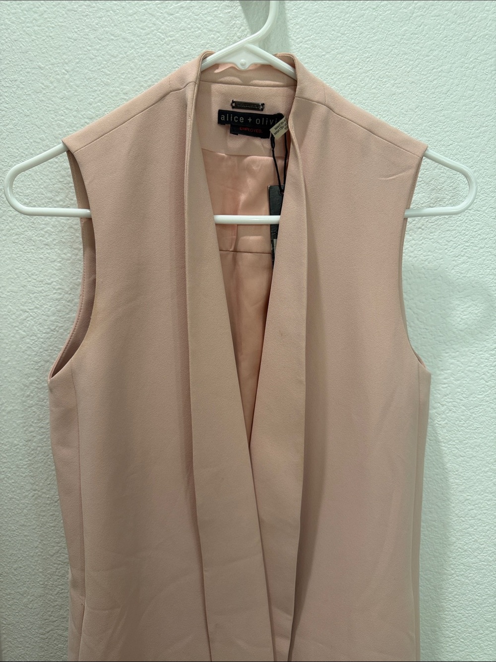 Alice + Olivia Blush Sleeveless Long Open-Front Vest Dress